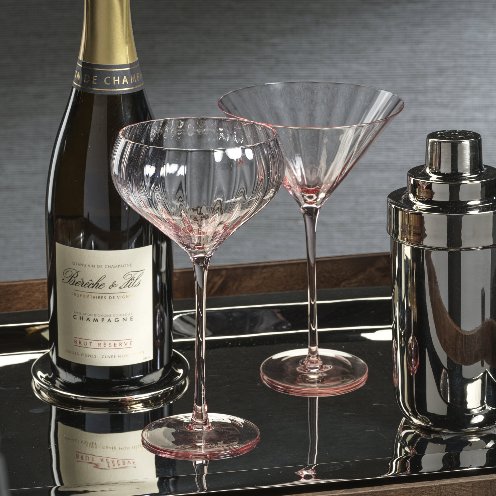 Malden Optic Martini Glasses, Set of 4, Pink