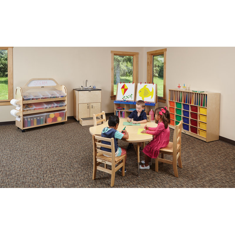 Black Laminate Kids Art Center with Storage Shelves