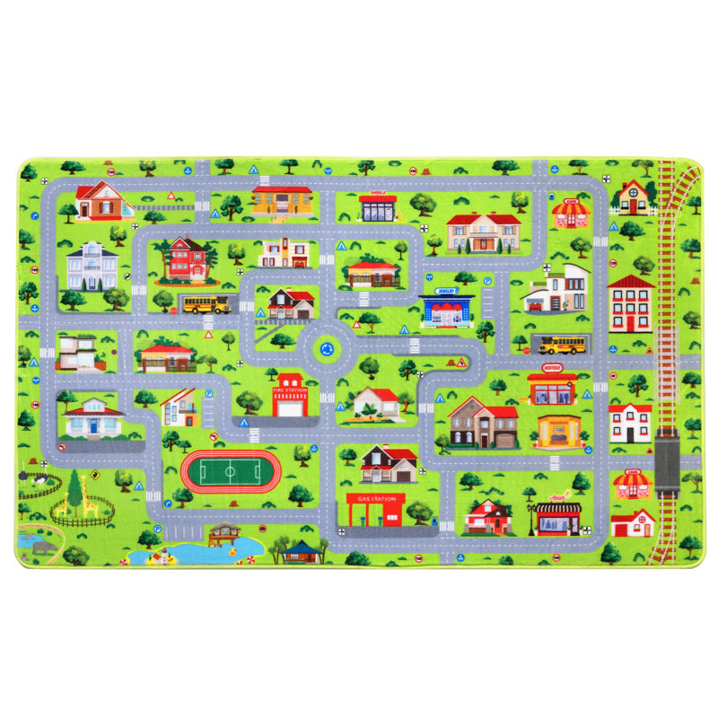 Joli tapis décoratif antidérapant avec tapis vert pour chambre d'enfant, Rectangulaire 3 pi x 5 pi