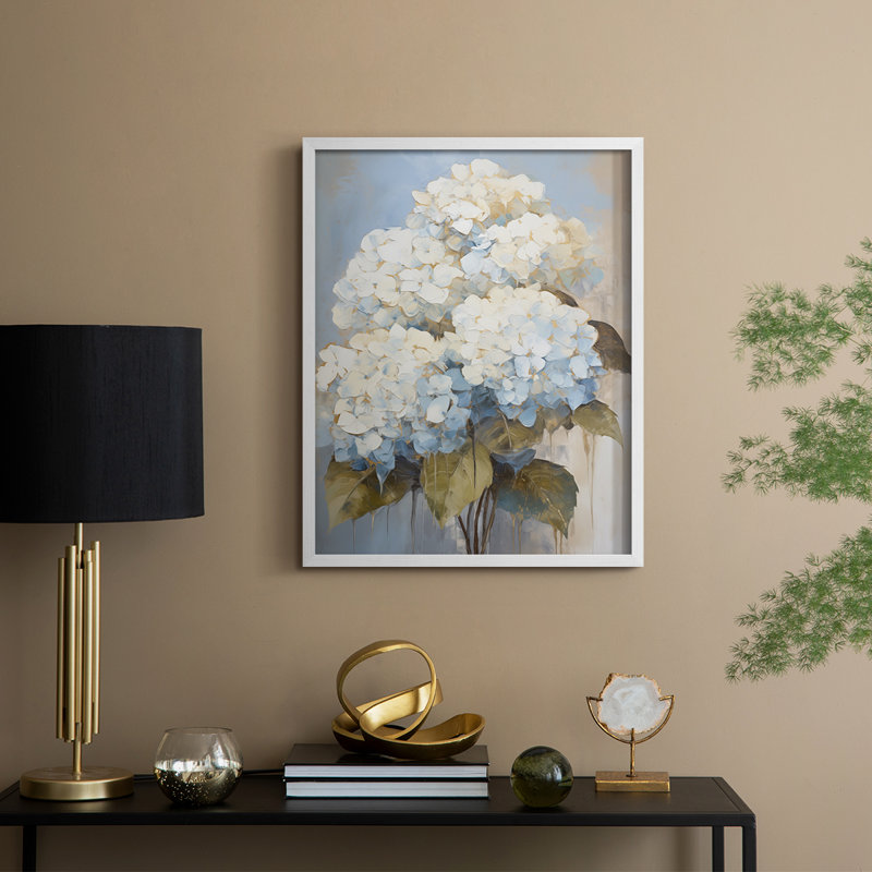 Série FLORAL Cxxv - reproduction encadrée de qualité supérieure - prête à être accrochée - aucun clou requis, Blanc / Blanc
