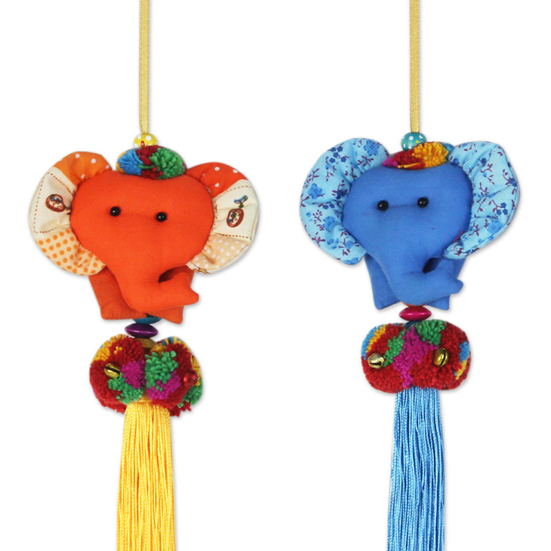Ensemble d’ornement figurine suspendue en thaï pour éléphant en thaï 4 pièces artisan