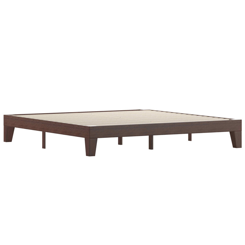 Platform Bed with Wooden Support Slats, No Box Spring Required, King, Walnut