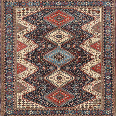 Tapis traditionnel beige / vert / rouge