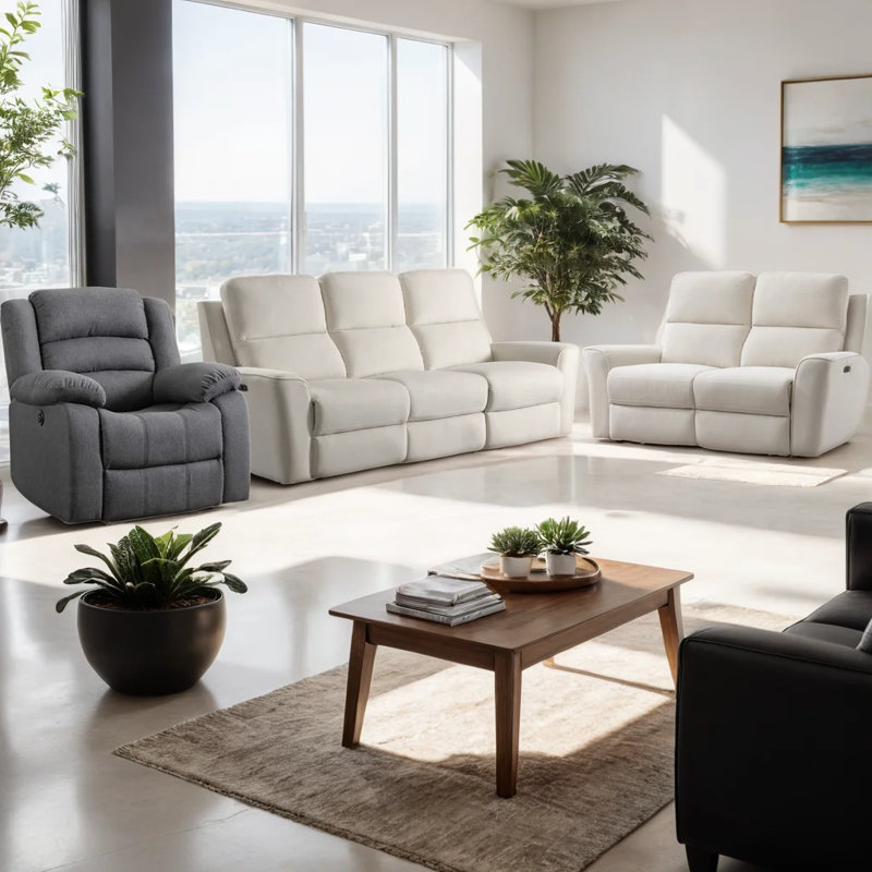 Ensemble de salon inclinable 3 pièces Drewry, Gris