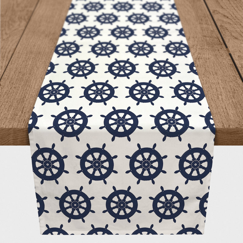 Savarese Bunny Table Runner, Navy, 90" x 16", Abtract 1