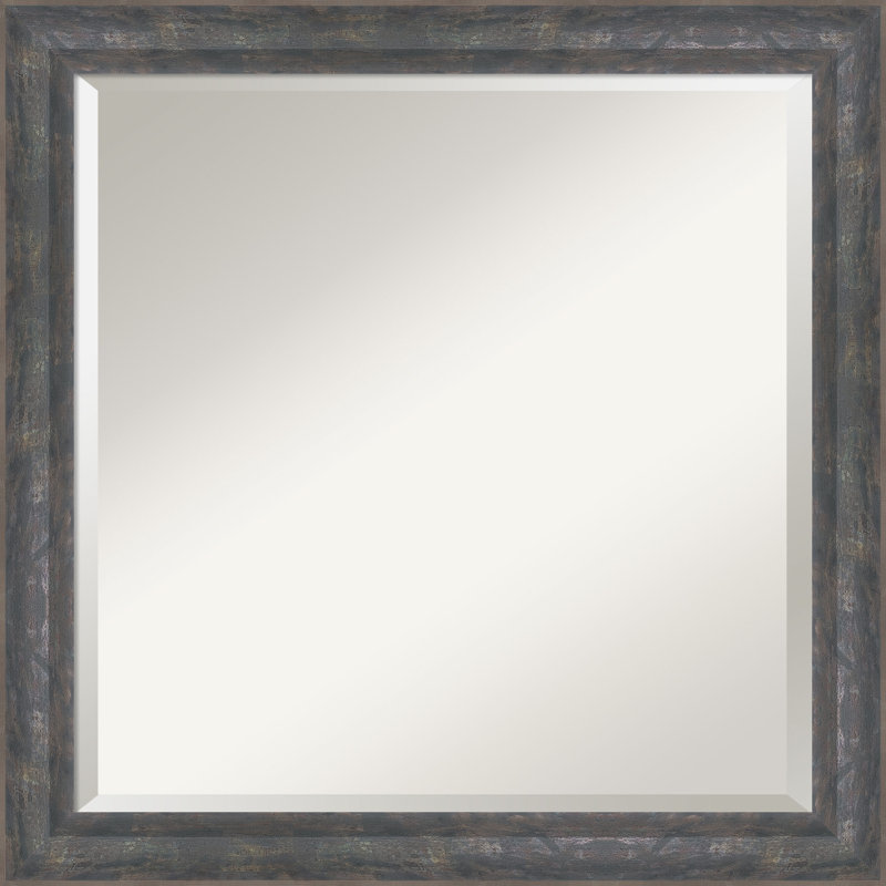 Earmon Solid Wood Wall Mirror, 23.25" x 23.25", Square, Bronze