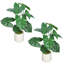 30 po Alocasia artificielle avec pot blanc (ensemble de 2), plante artificielle tropicale réaliste pour la décoration intérieure, le salon, la chambre à coucher et le bureau