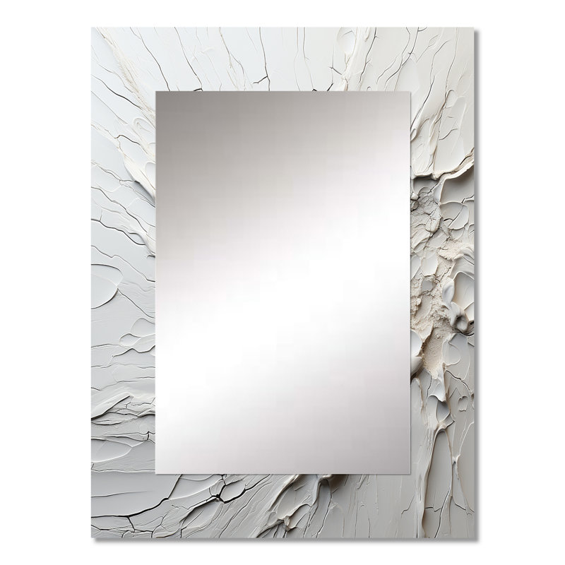 Abstrait crème liquide et peinture liquide noire III - miroir côtier, miroir mural crème unique, impression sur métal