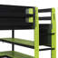 Lit mezzanine double en bois avec bureau, support de rangement latéral, tablettes multiples et lumière RVB, vert-1971701896-1971701897
