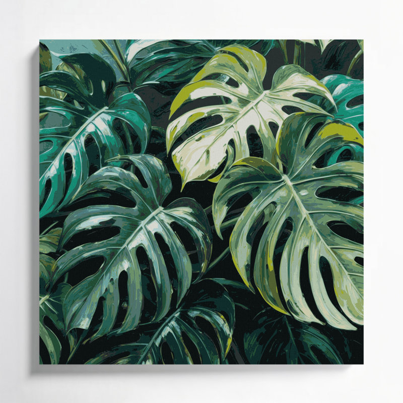 Art mural sur toile Botanical Monstera Deliciosa, H 16 po x l 16 po