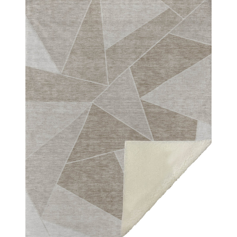 Jeté en sherpa Addison, Taupe / géométrique