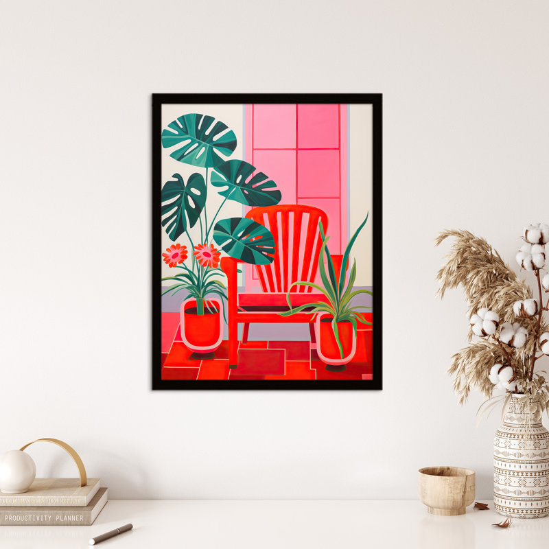 Hothouse Flowers Bright Red Pink Plants - Single Picture Frame Print