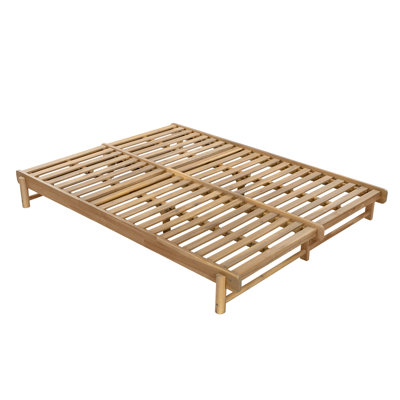 Chaise longue double en bois d'acacia Lioressa Modern Coastal avec dossiers réglables pour patio