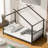 Twin Size Metal House Platform Bed, Black
