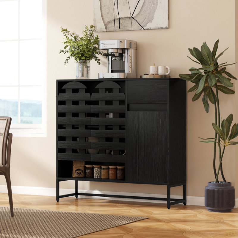 Buffet Cabinet With Storage: 44.49" Woven Door Accent Cabinets,With Arched Doors,With Multi Layer Adjustable,With Metal Leg,Woven Door And Drawer - For Kitchen Living Dining Room Entryway