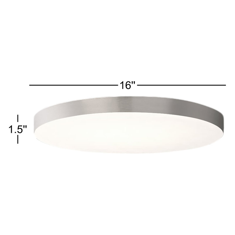 Plafonnier encastré à DEL 1 lumière 16 po Orduna, Nickel satiné