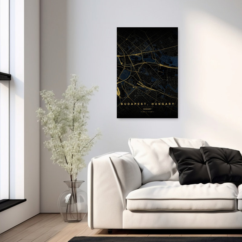 Reproduction d'art murale de la ville contemporaine de Budapest, 36" H x 24" W