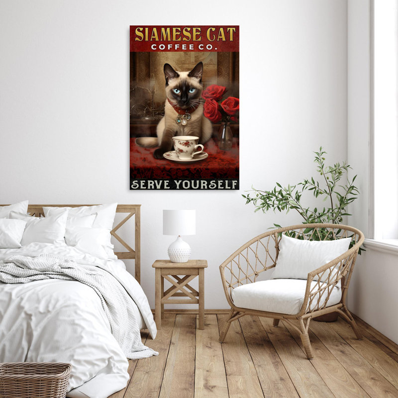 Siamese Cat Coffee Co - 1 pièce rectangle graphique Siamese Cat Coffee Co - 1 pièce rectangle, impression sur toile tendue