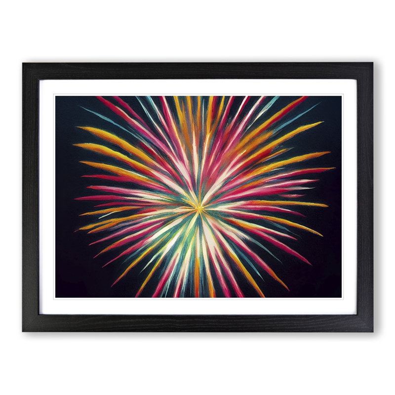 Marvellous Fireworks - Single Picture Frame Painting, 46cm H x 64cm W x 2cm D, Black