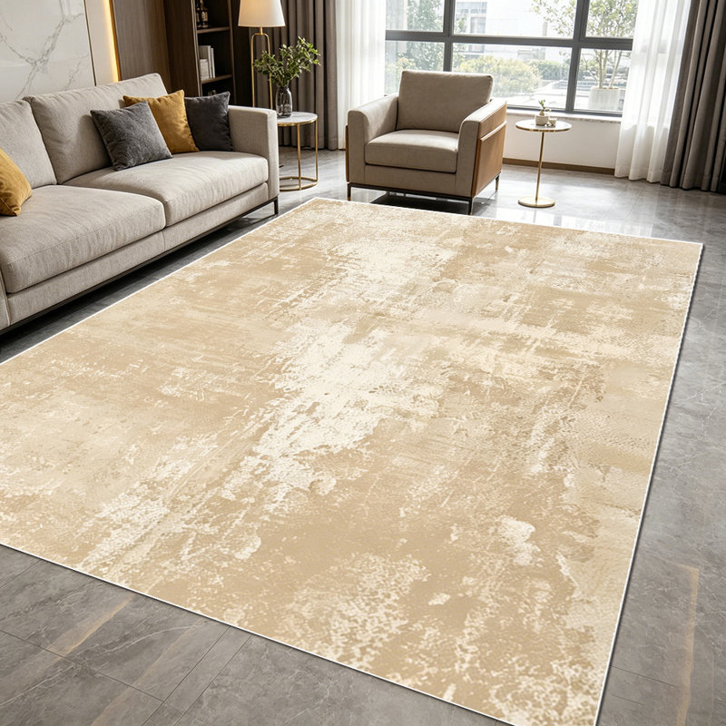 1PC Distressed Neutral Beige Abstract Textured area rugs for Living Room, Soft and Comfortable, Suitable for all seasons, easy-to-maintain, machine washable Indoor floor mat, Under Table Farmhouse suitable for Dining Table, Bedroom, Home Office,