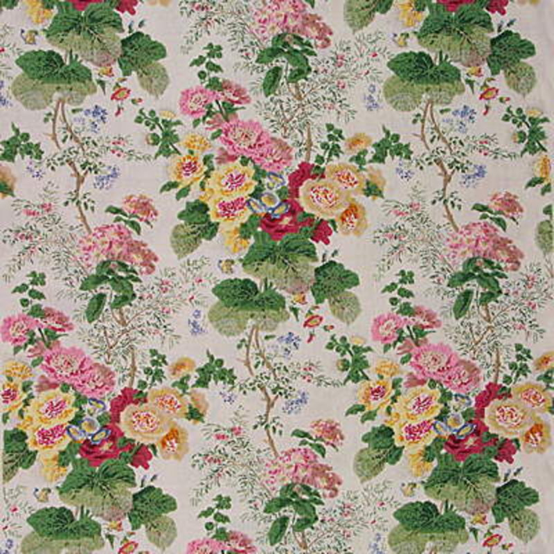 Hollyhock Hb Fabric, White/Pink