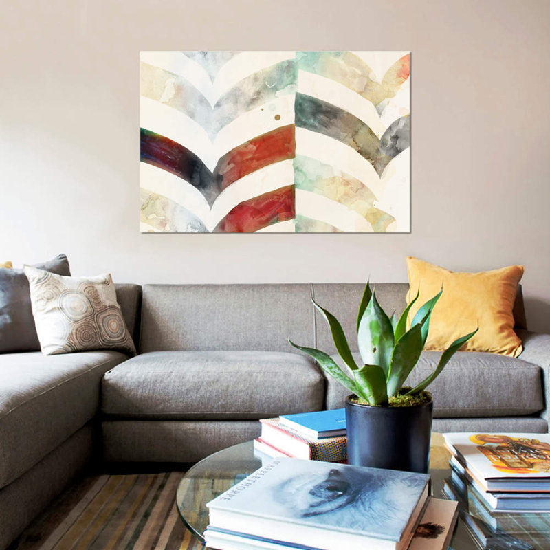 «Chevron Evening», reproduction sur toile, H 18 po x l 26 po x P 1,5 po, Toile tendue, Pas de tapis