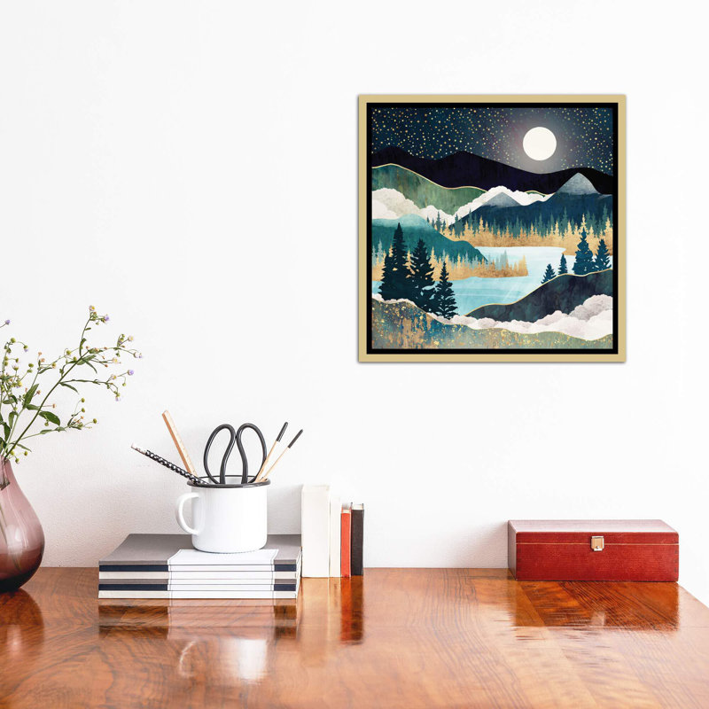 « star lake » par spacefrog designs-print, H 37 po x l 37 po x P 1,5 po, Toile encadrée d'or