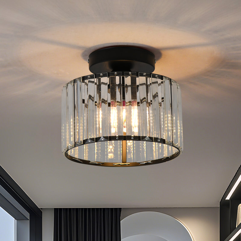 Glass Semi Flush Mount, Black