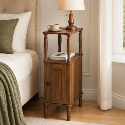 Table de chevet étroite avec tiroir et tablette ouverte pour la chambre et le salon
