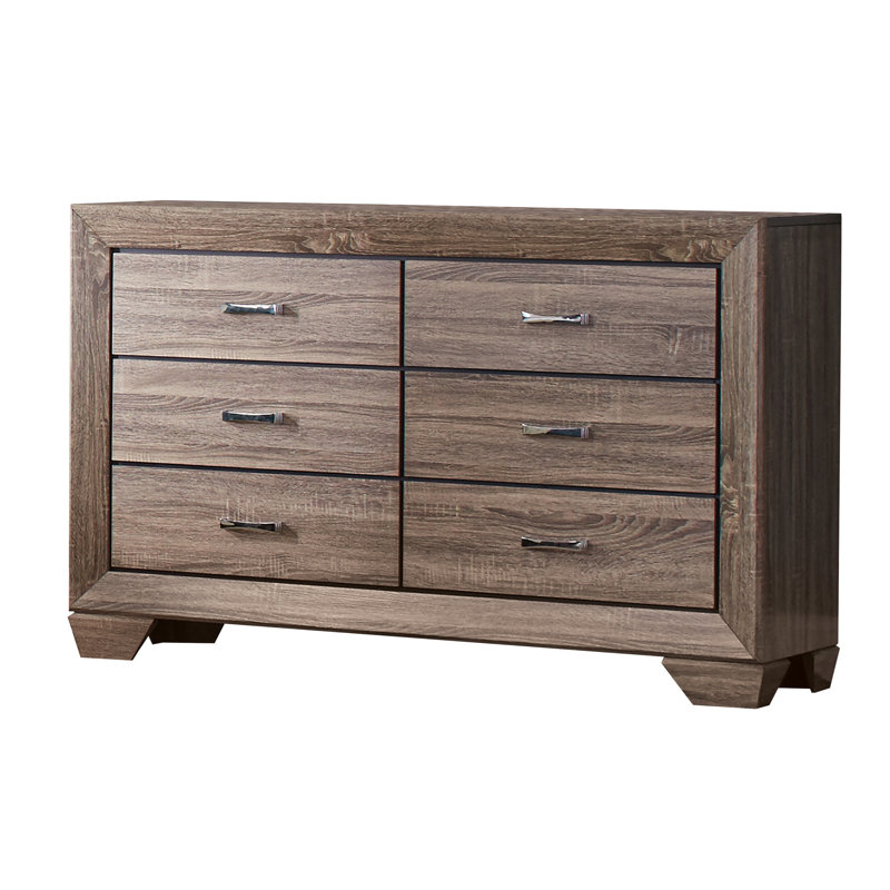 Commode double 6 tiroirs Forli, Brun