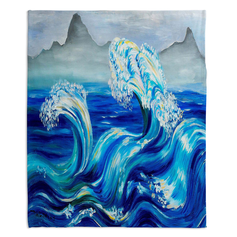 Couverture sherpa à ondulations blue waves, l 51 po x L 60 po