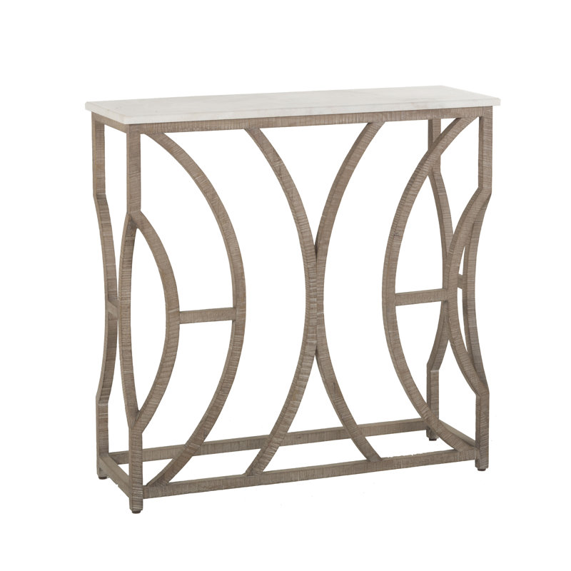 Helen Cloud White Marble & Charcoal Oak Console Table
