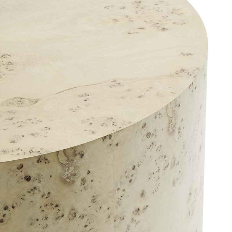 Cosmos 35" Round Bleached Burl Wood Coffee Table