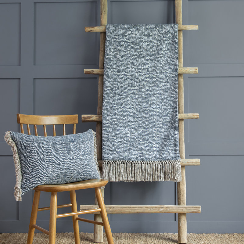 Oryx Hand Woven Throw Blanket, Dark Blue