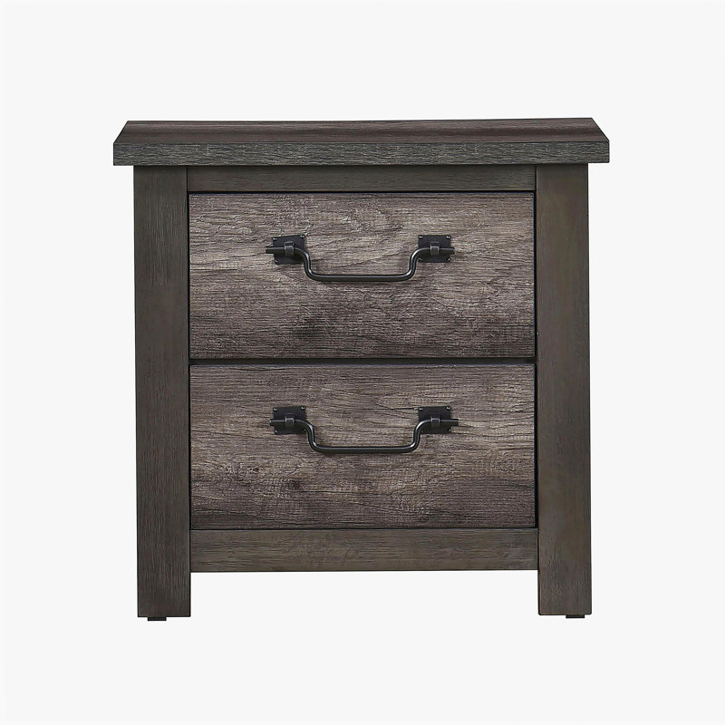 Table de chevet avec rangement à 2 tiroirs gris