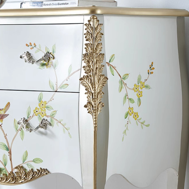 Commode décorative à deux tiroirs peinte à la main