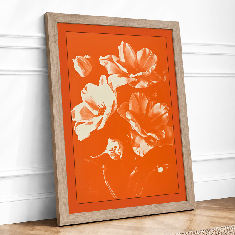 Poppies In Bloom Botanical - Print, A2 - 59.4 x 42.0 cm, Oak