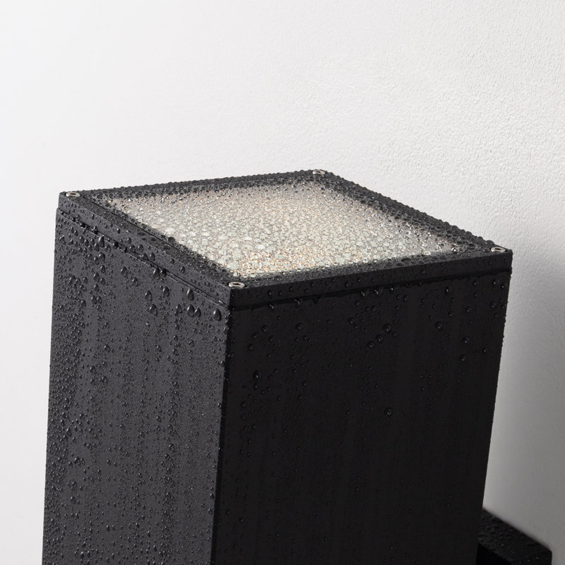 Applique murale d'extérieur à 2 lumières Alvisa avec aluminium, Noir, H 18 po x l 5,94 po x P 8,46 po