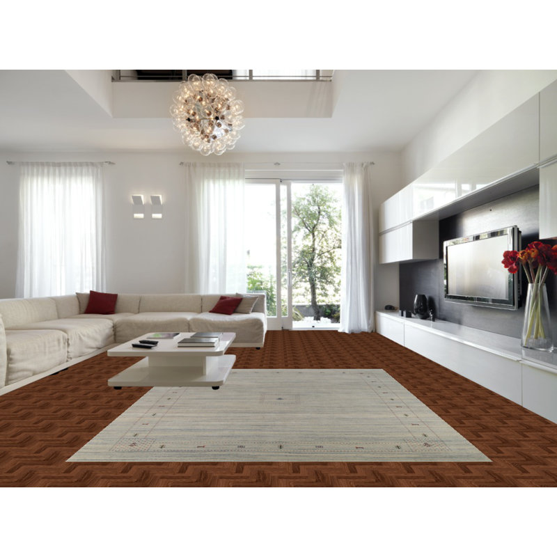 Tapis tribal rayé à motif oriental Gabbeh 9 x 12