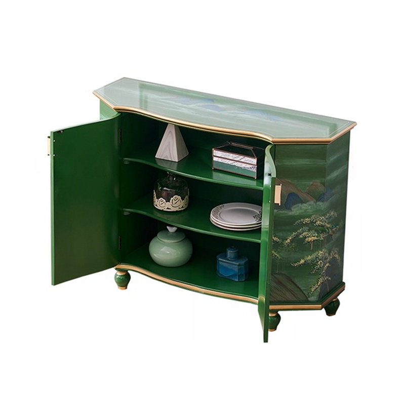 Buffet décoratif vert peint à la main