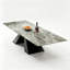 Grande table de salle à manger extensible moderne 78,74 "à 110,24" en pierre frittée moderne avec base en acier au carbone noir-1737393814