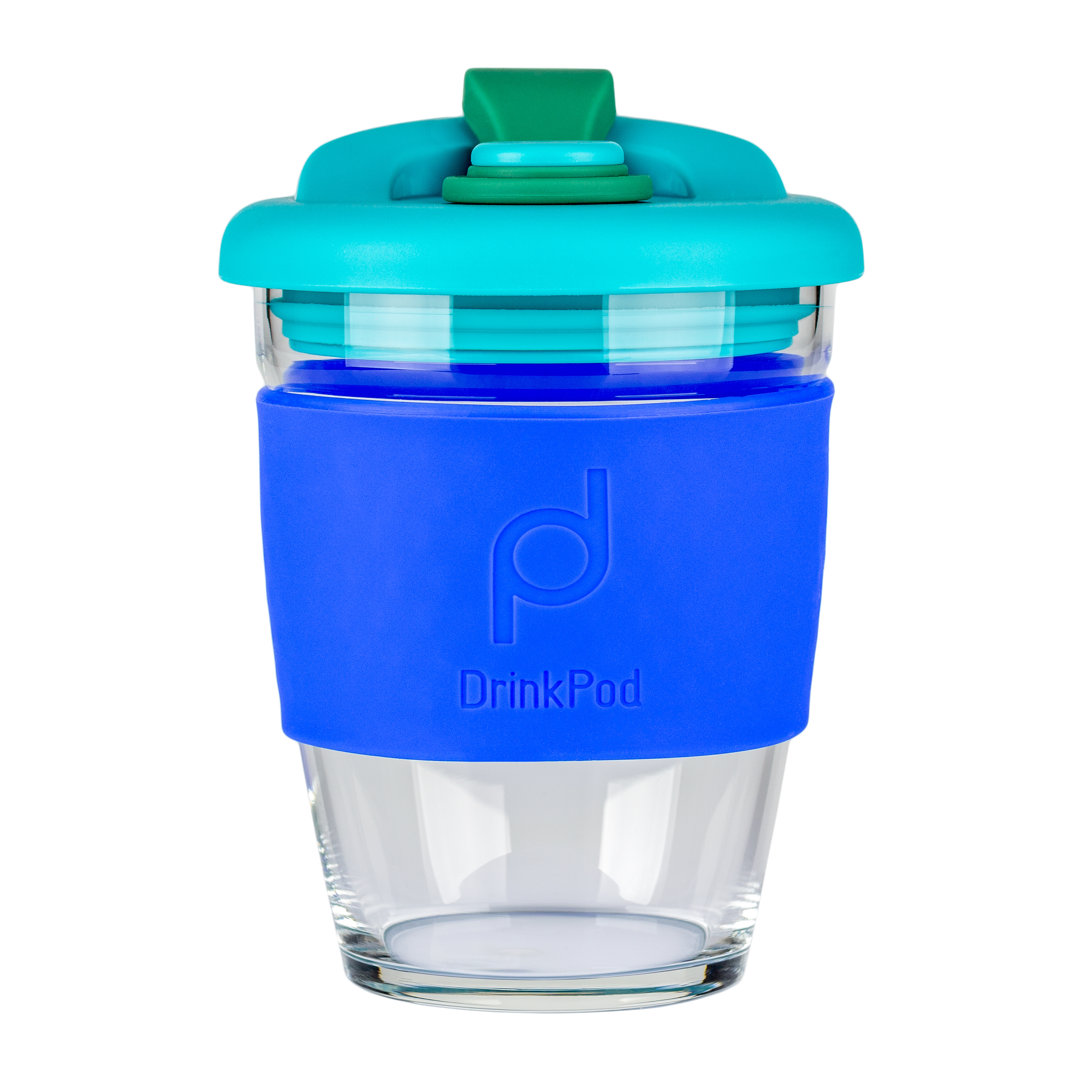 DrinkPod Reusable Coffee Cup / Travel Mug with Rotating Rubber Lip, 340ml