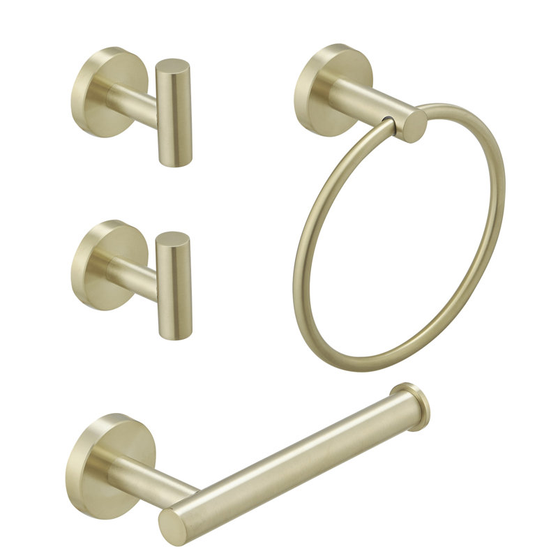 4 - Piece Bathroom Hardware Set, Brushed Gold