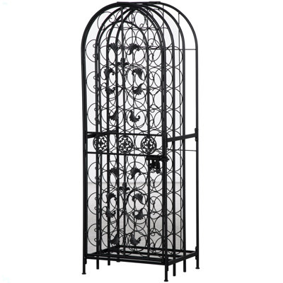 45 Bottle Wrought Iron Wine Rack Jail With Lock