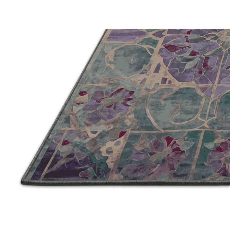 Tapis gris soyeux et moelleux, Rond 8 pi