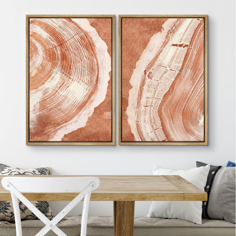 Gros plan orange, anneau d'arbre en bois, détails, nature sauvage, art moderne, rustique, coloré, ultra, 2 pièces, Naturel