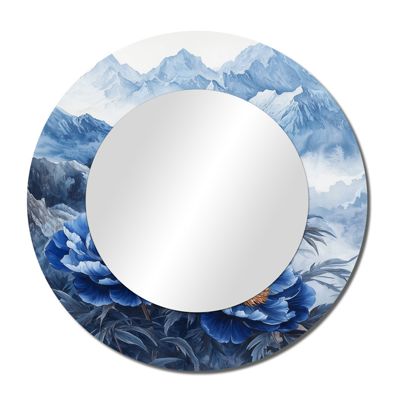 Peonies In The Distant Mountains I - Floral Wall Mirror Art - Printed On Metal, 36" x 36"