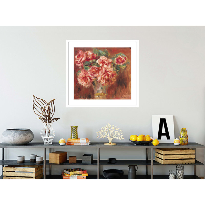 «Roses in a Vase» par Pierre-Auguste Renoir, impression giclée encadrée, H 17,75 po x l 18,9 po