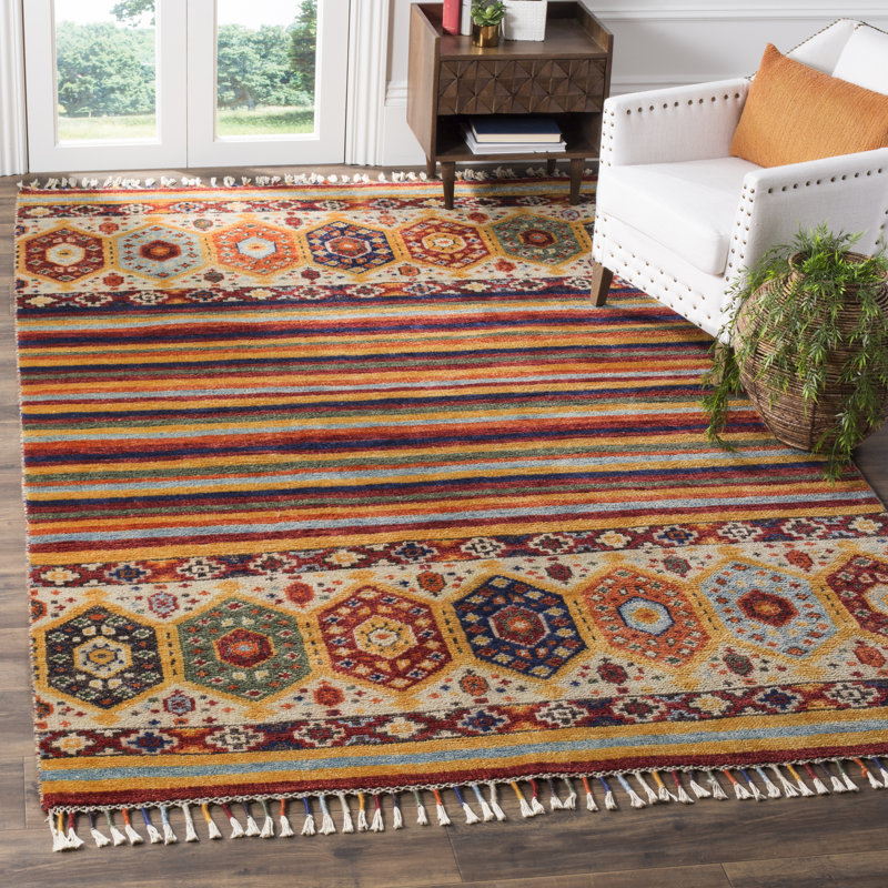 Tapis jaune en laine, viscose et coton Nomad, Rectangle 9 pi x 12 pi