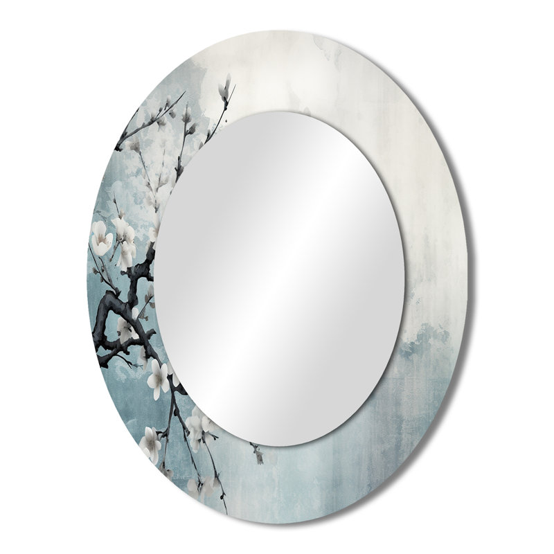 Décoration asiatique en miroir Sumi Bird Serenity - Asian, 43 po x 33 po